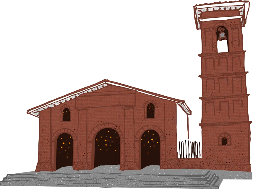 Ilustracion de la iglesia de nuestra señora del rosario, patrimonio jamundeño